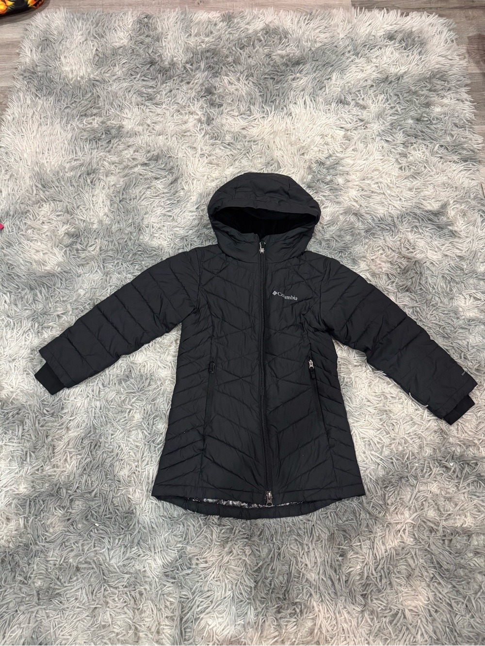 Columbia Black Hooded Kids Puffer Coat